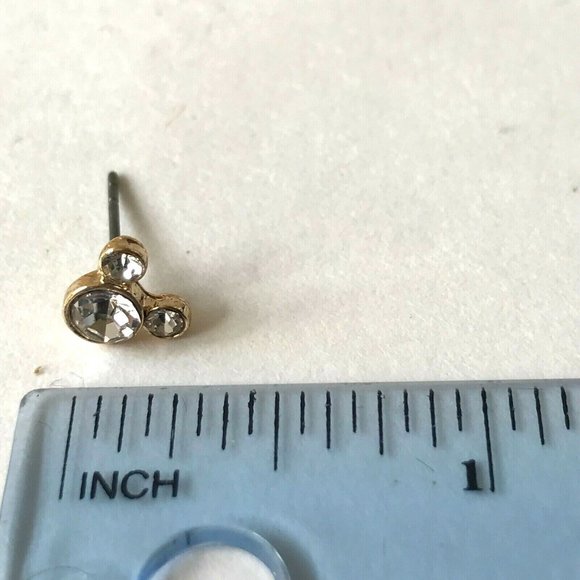 Vintage Disney Mickey Mouse Earrings Crystal Gold Plated Dainty Sparkly Clear - Picture 5 of 5